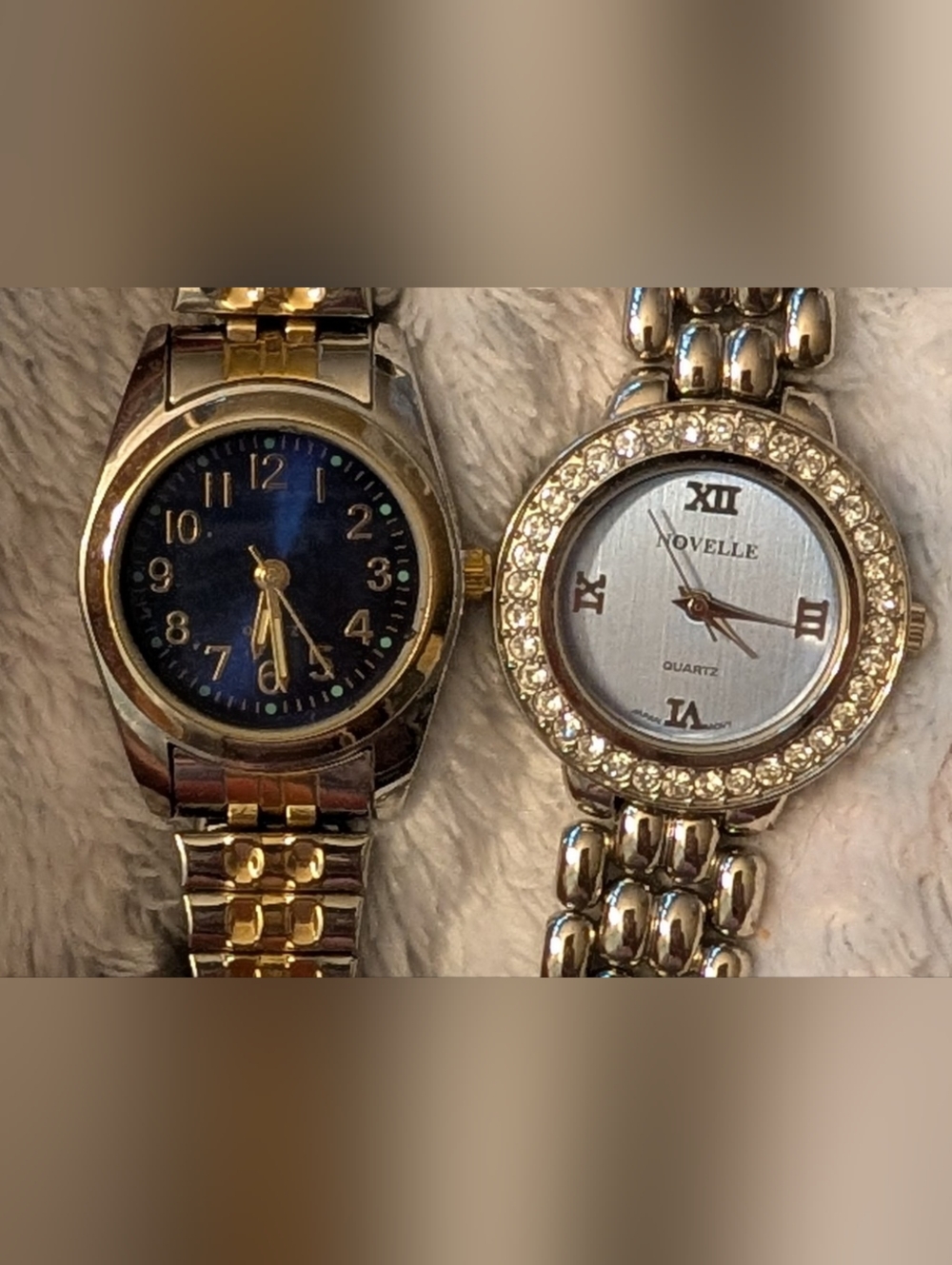 Working Pair of Two-Tone Ladies Wristwatches - Blue & Silver Faces